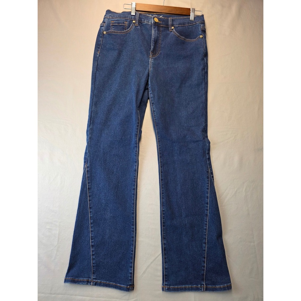 DG2 Diane Gilman Virtual Stretch Bootcut Jeans Dark Wash Size 12 Flare Seam